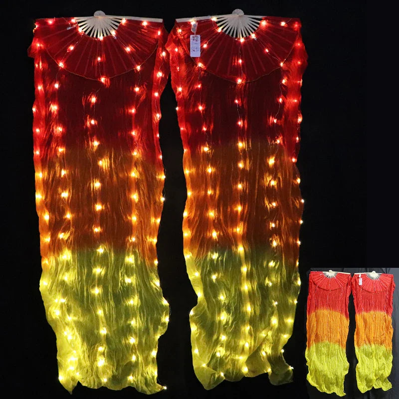 Silk LED Rainbow Dance Fans Women Belly