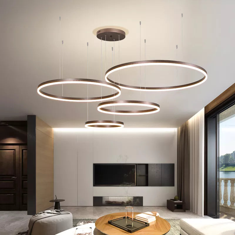 2023 Modern Led Chandelier Home Lighting Brushed Rings