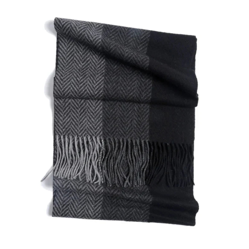 Cashmere Scarf Men Winter Strip Solid Plaid Wool