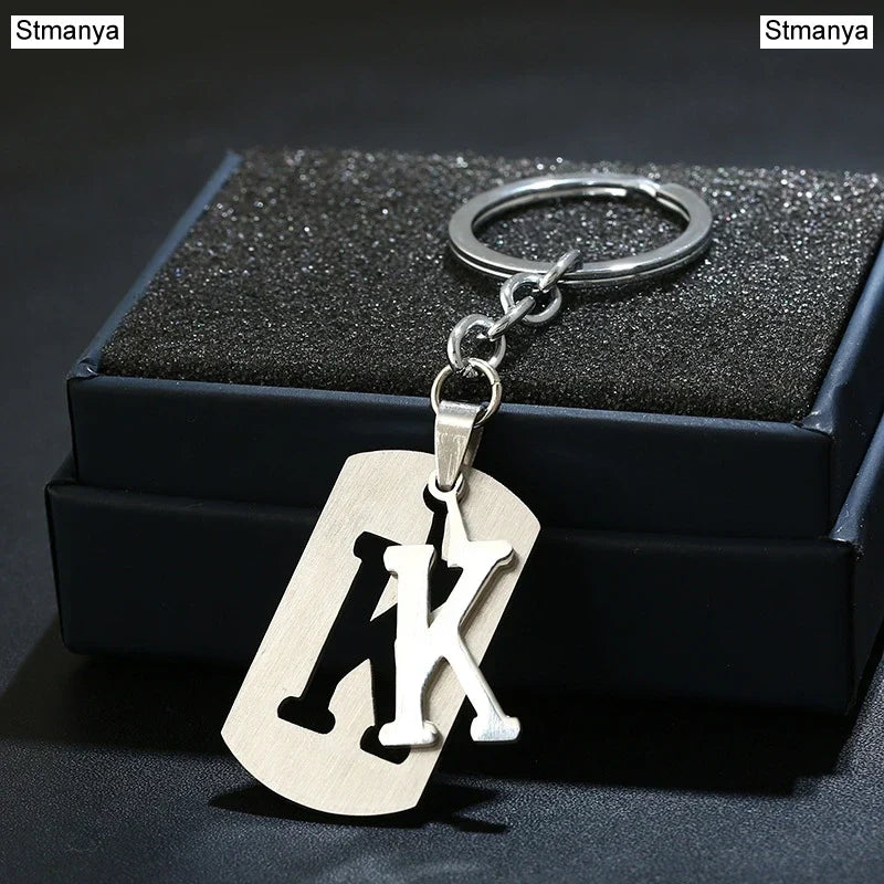 NEW DIY Stainless Steel AZ Letters key Chain