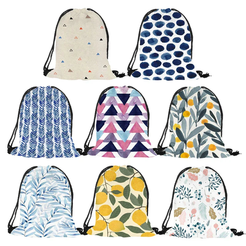Simple Style Geometric Pattern Artistic Leaf Print Drawstring