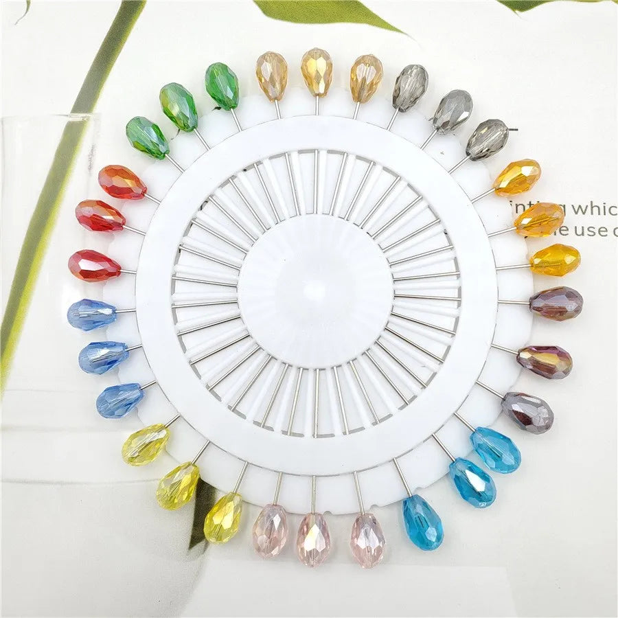 Multicolor Crystal Rhistones Flower Brooch Muslim Islamic Hijab