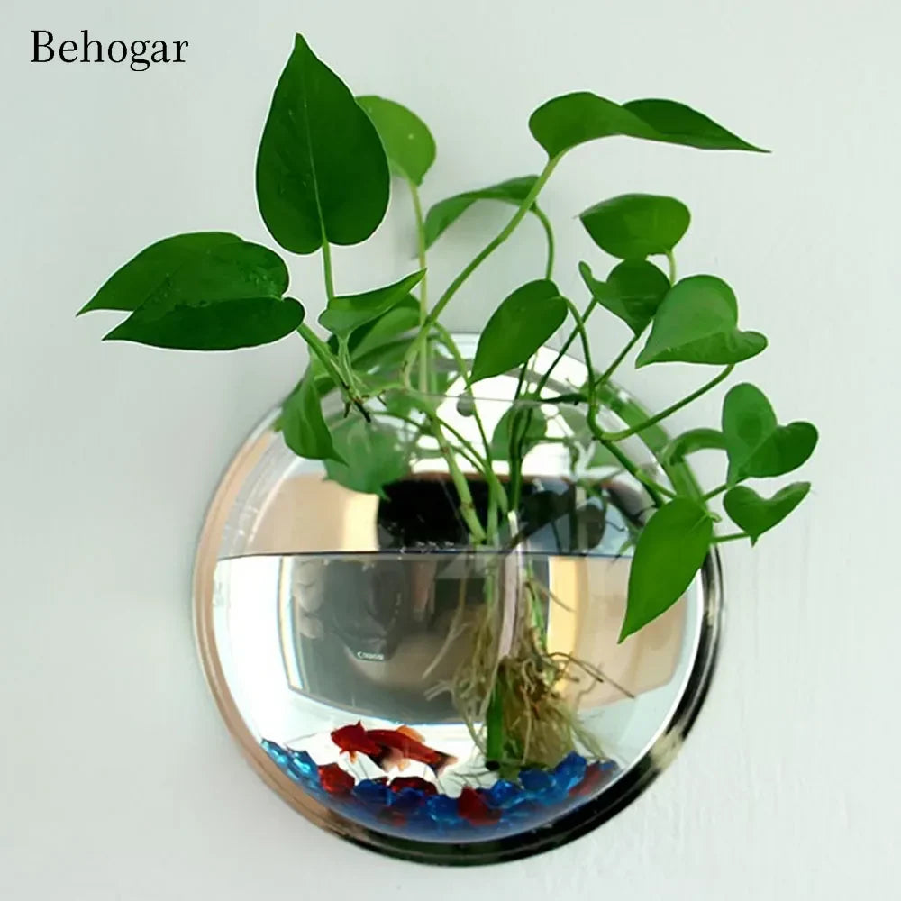Behogar Dia 23cm/29.5cm Acrylic Fish Bowl Wall Mount