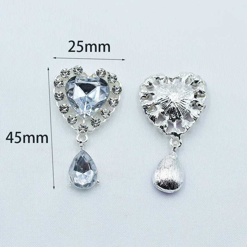 5pcs 25X45MM metal peach heart flat brooch pendant