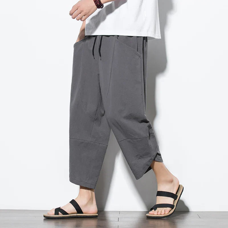 2023 Summer Men Chinese Style Cotton Linen Harem