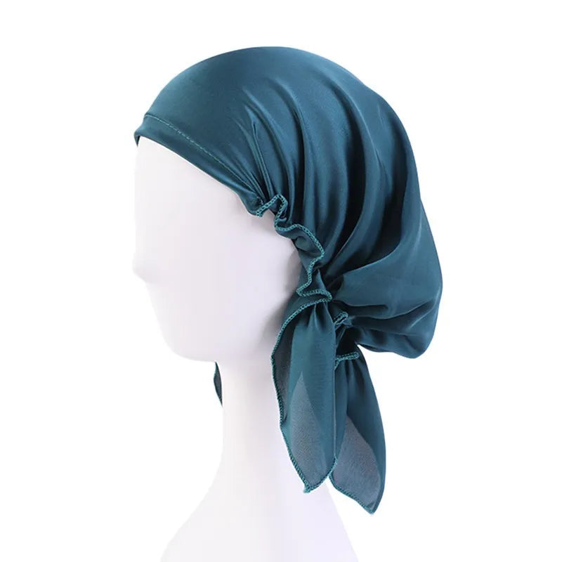 Muslim Women satin Turban Nightcap Hat Headscarves Cancer