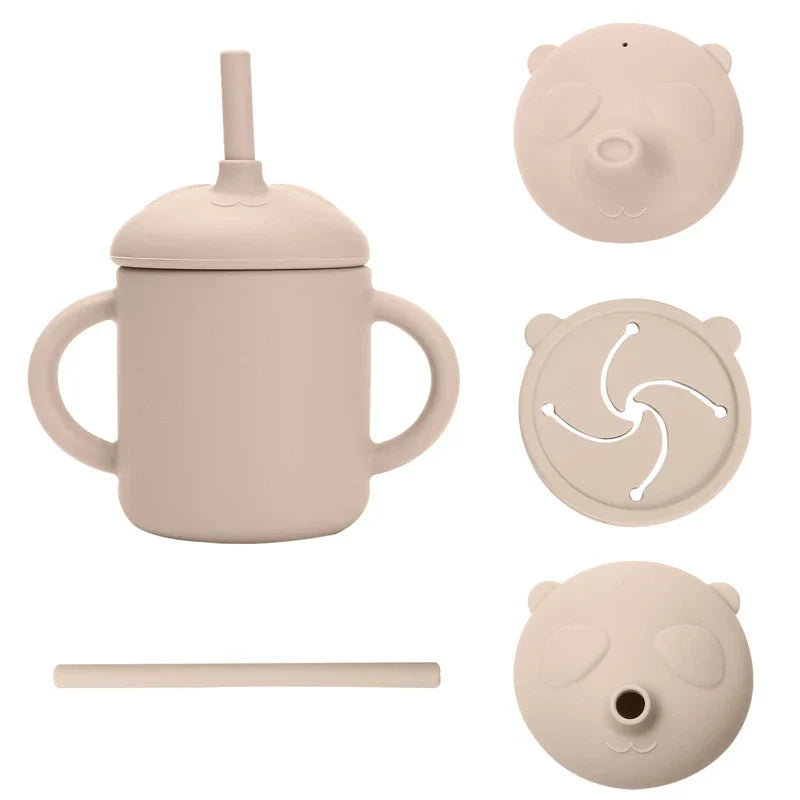 Baby Straw Cup 1Set Cartoon Panda Food Grade