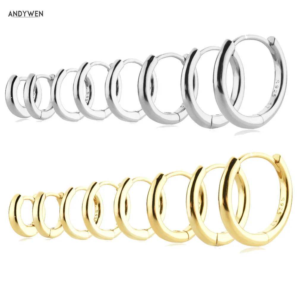 ANDYWEN 925 Sterling Silver Gold 5mm -12mm Plain