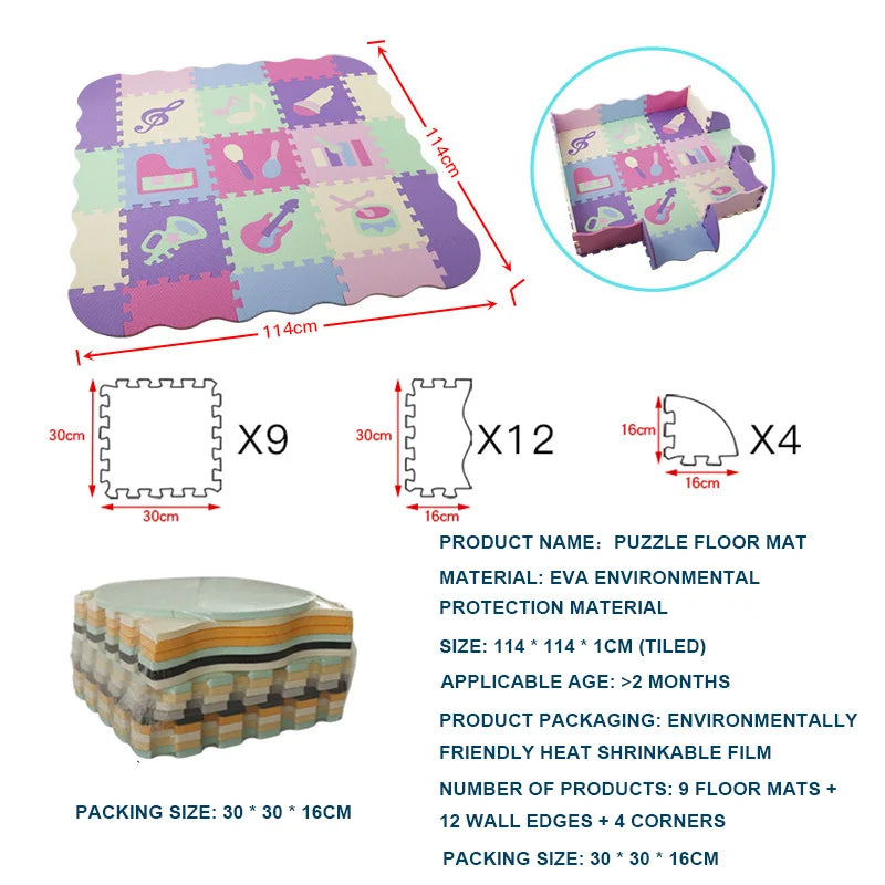 EVA Foam Play Mat with Fence Baby Puzzle