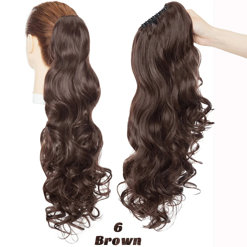 Benehair Synthetic 24inch Long Wavy Claw On Ponytail