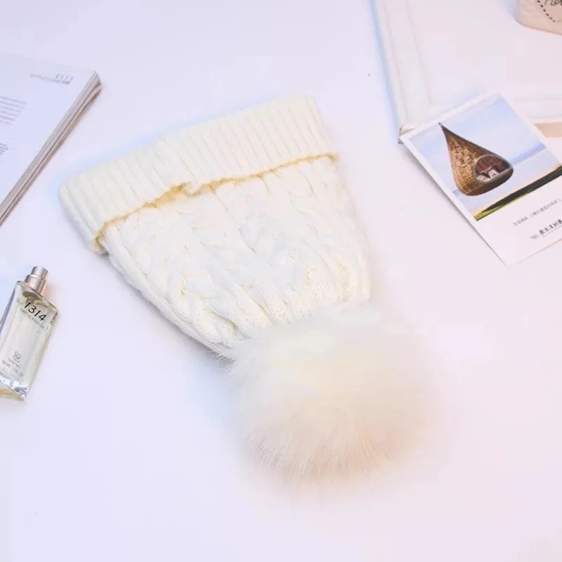 Women Winter Bonnet Soft Thick Beanies Fleece Lined