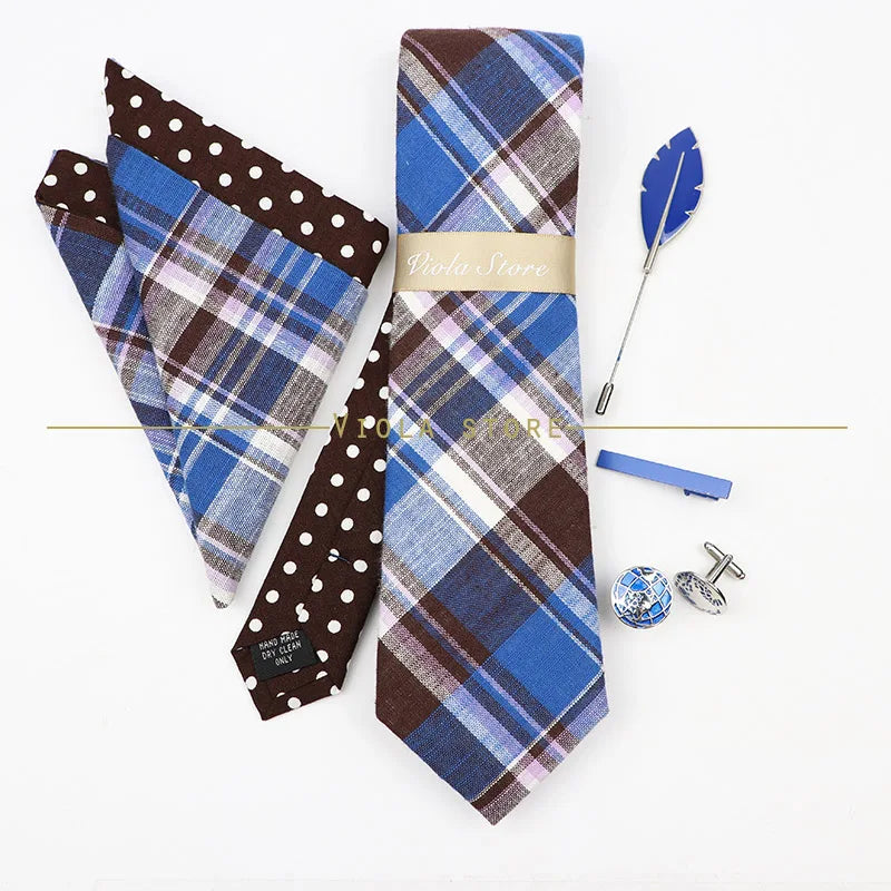 5 PCS Luxury Cotton Patchwork 7cm Tie Set