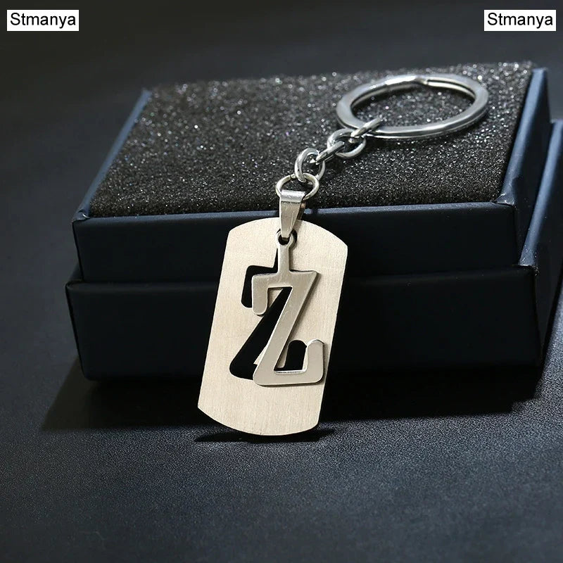 NEW DIY Stainless Steel AZ Letters key Chain