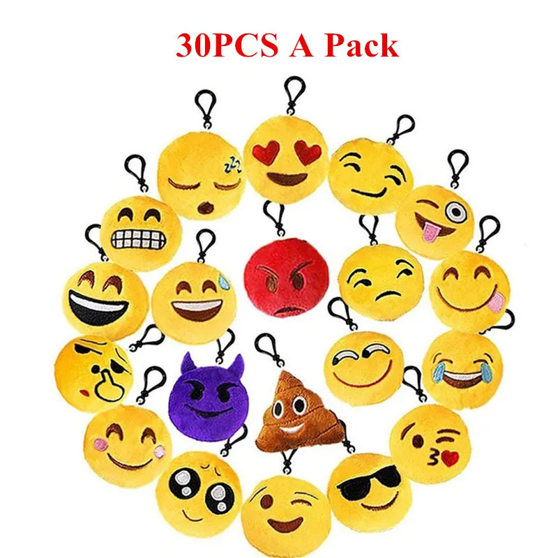 Random 30PCS/pack Funny expression Keychain Creative Cartoon Plush