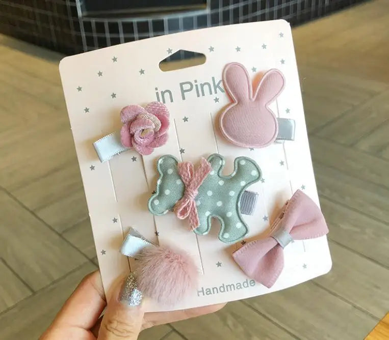 New cute bear girls hair bows 5pcs children