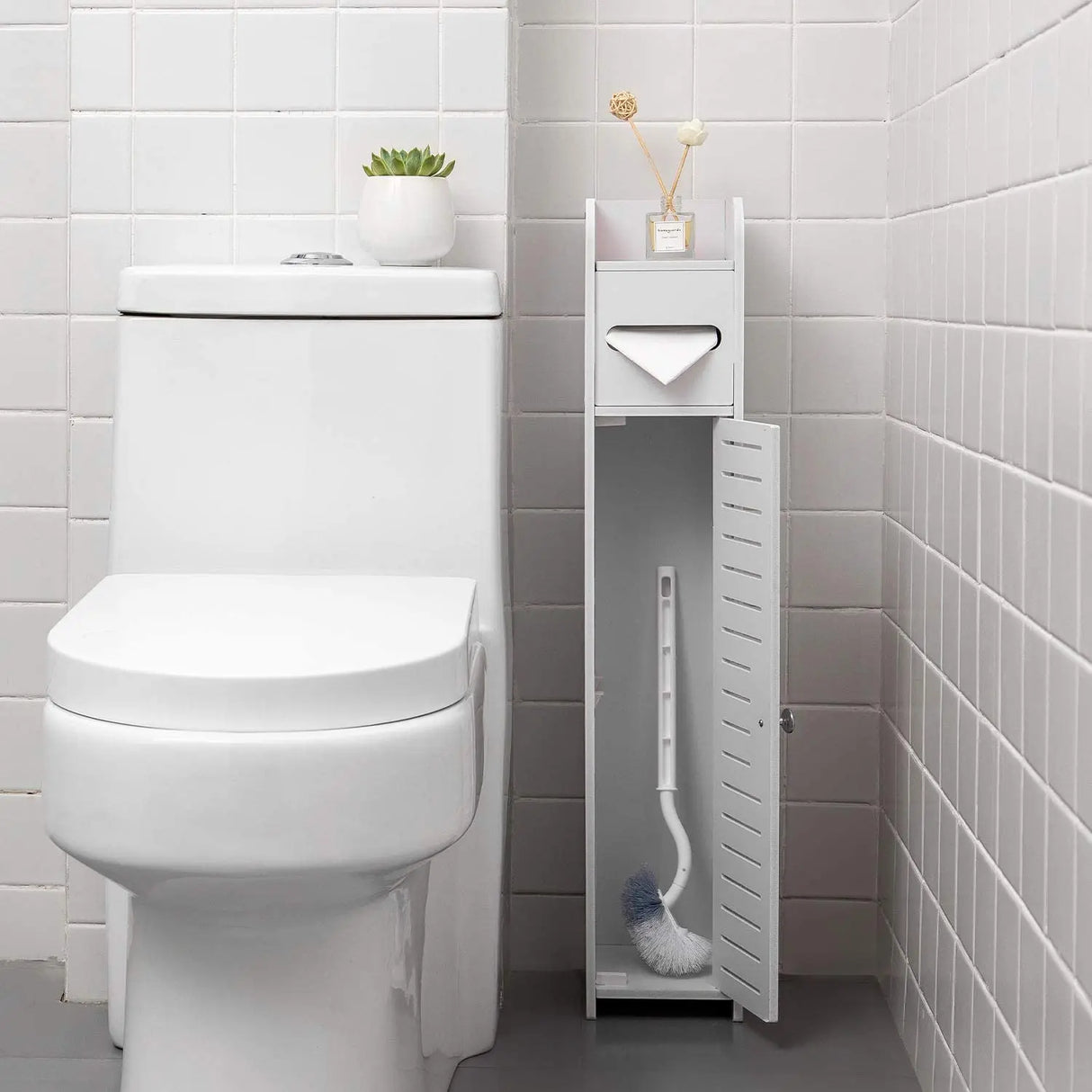 BluesdeSmall Bathroom Corner Floor Cabinet Toilet Vanity Cabinet