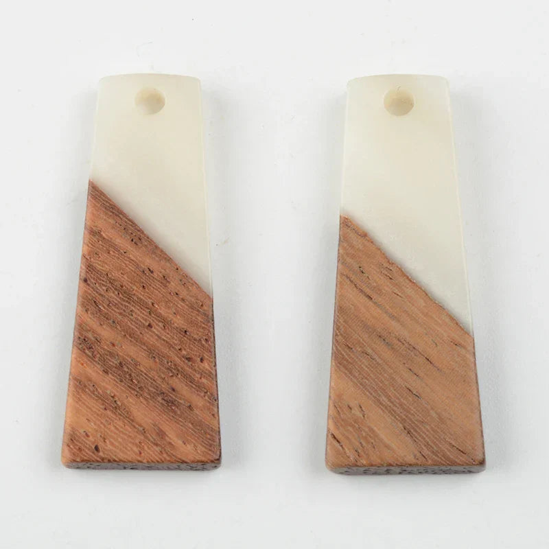 10PCS Trapezoid Earrings Accessories Natural Wood & Resin