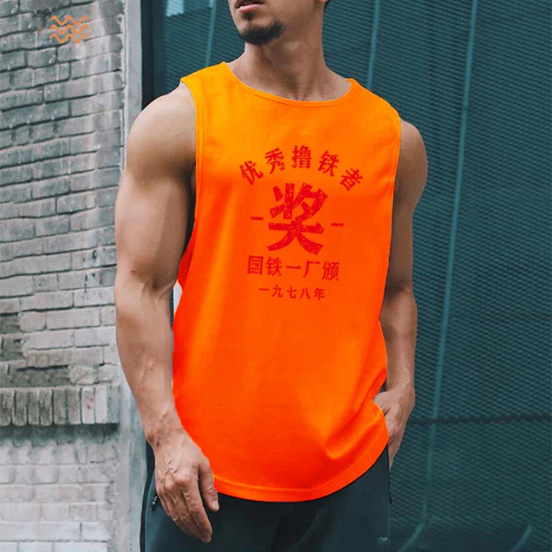 Mens Workout Bodybuilding Mesh Casual Tank Top Fitness