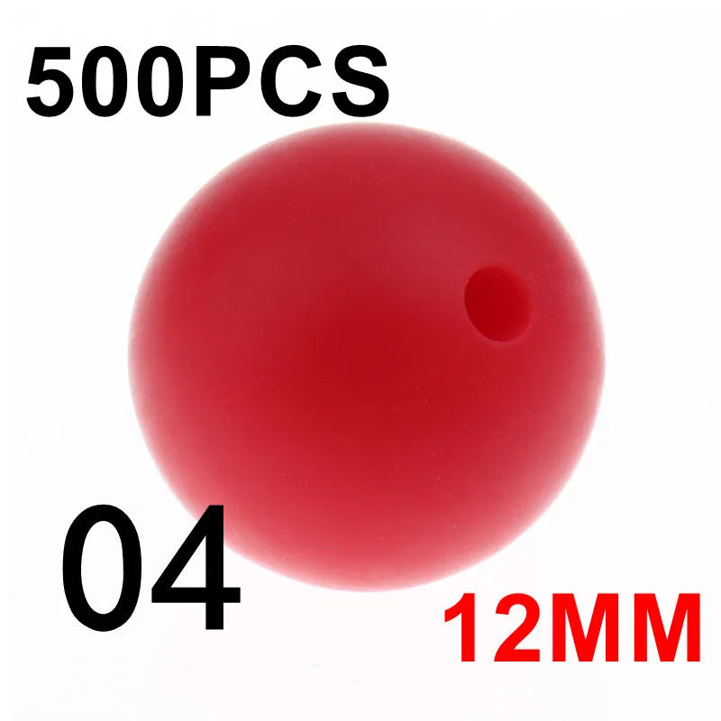 Fkisbox 500pcs 12mm Silicone Round Loose Beads Baby