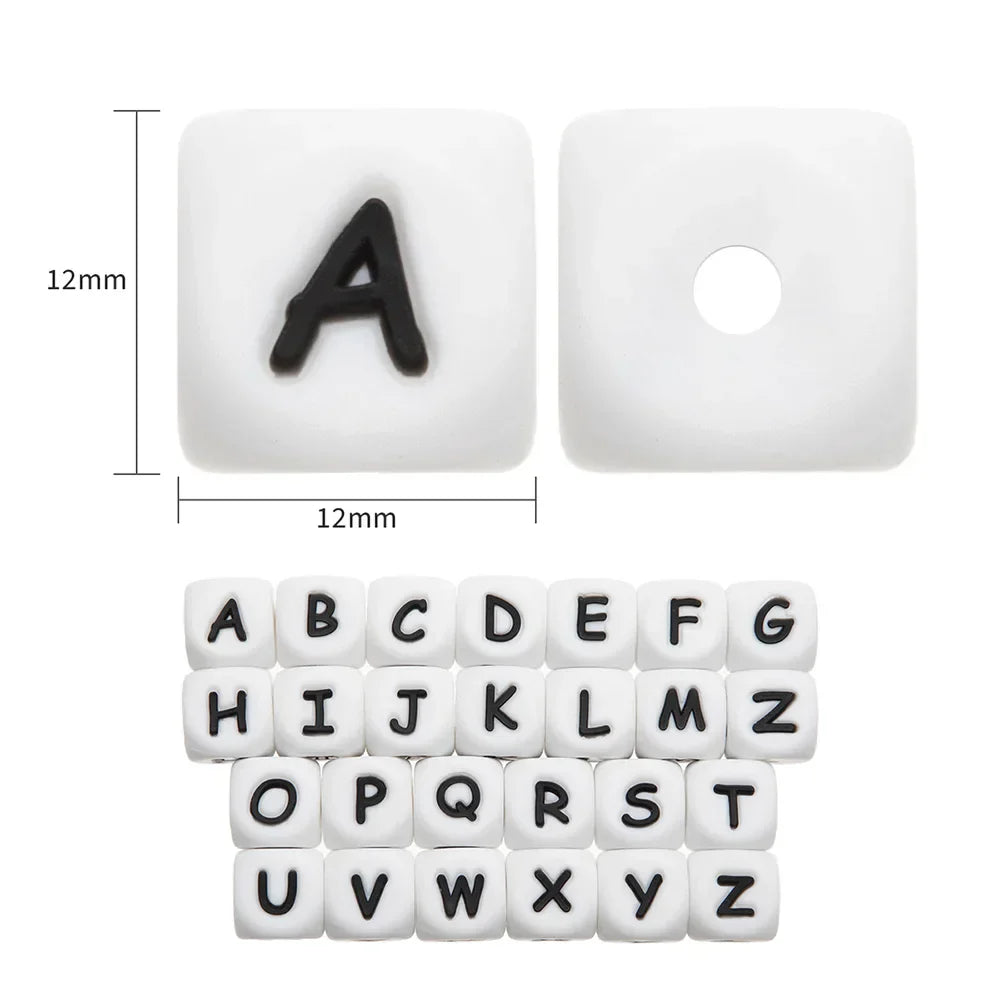 TYRY.HU 50-500Pcs 12mm Silicone Letter Beads BPA-Free Colorful