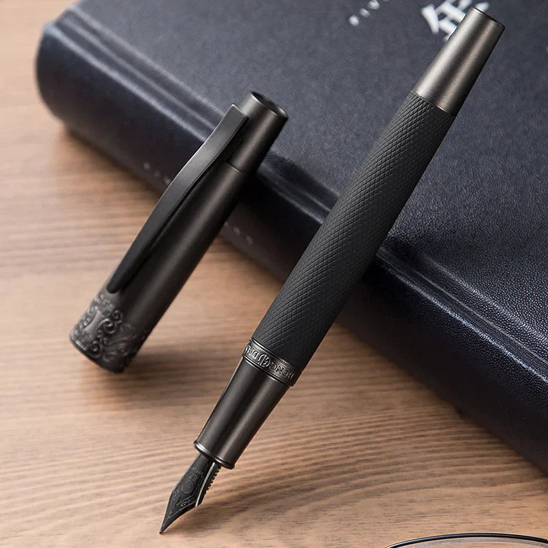 LT Hongdian 6013 Black Metal Fountain Pen Titanium