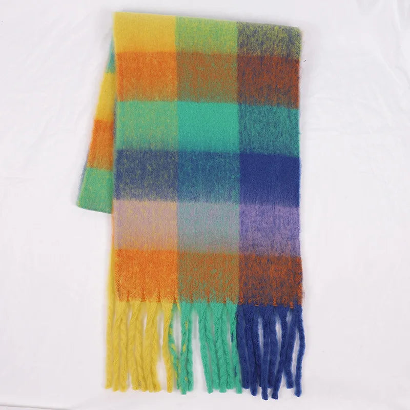 Luxury Brand Women Plaid Scarf Winter Warm Pashmina