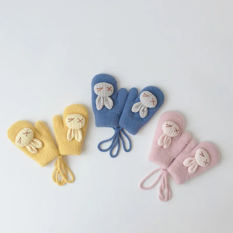 Autumn Winter Warm Baby Gloves Cartoon Animal Bunny