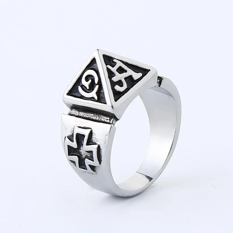 Punk Retro Self Defense Pyramid Ring Titanium Steel