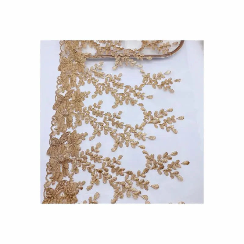 2Yard Embroidery lace Golden mesh Women's skirts clothing