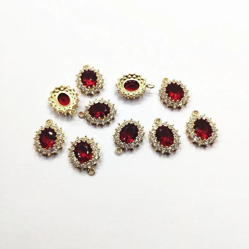 19x16mm 30pcs Cubic Zirconia Oval CharmConnectors