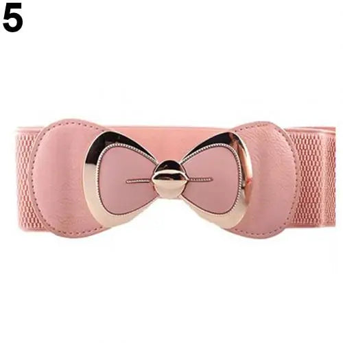 HOT SALES!!!New Arrival Women Bowknot Buckle Metallic Faux Leather Waistband Elastic Croset Waist Belt Wholesale Dropshipping