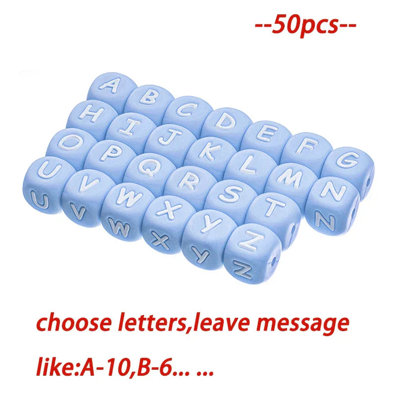 TYRY.HU 50-500Pcs 12mm Silicone Letter Beads BPA-Free Colorful