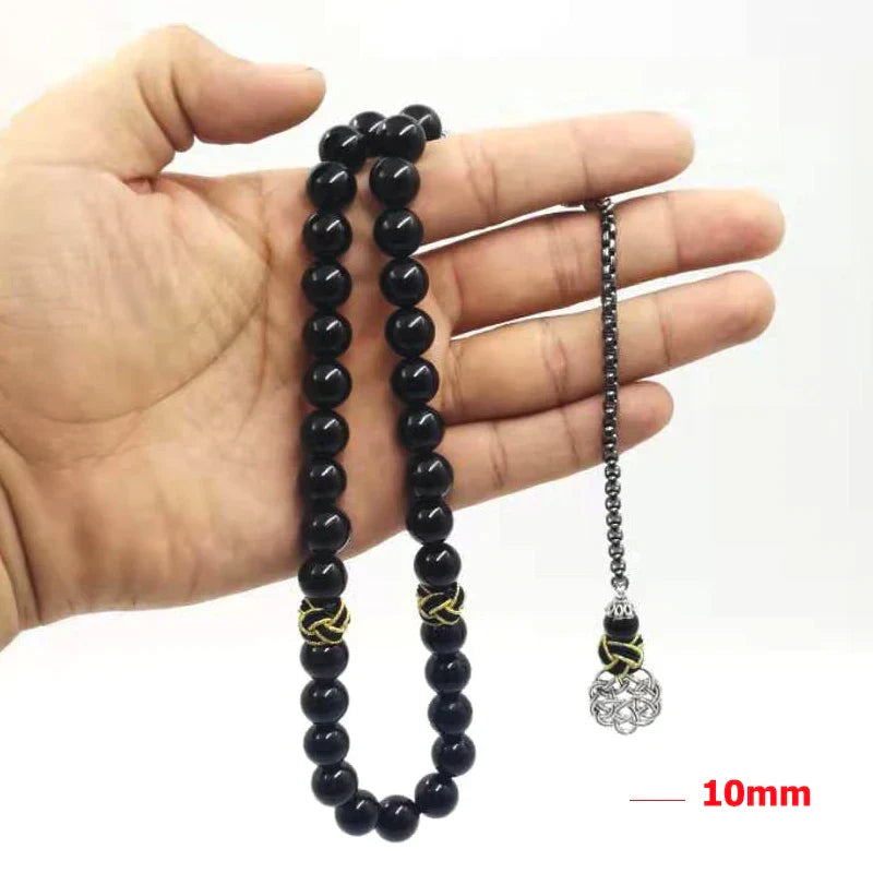 Natural Black Agates rosary Muslim Tasbih gift islam