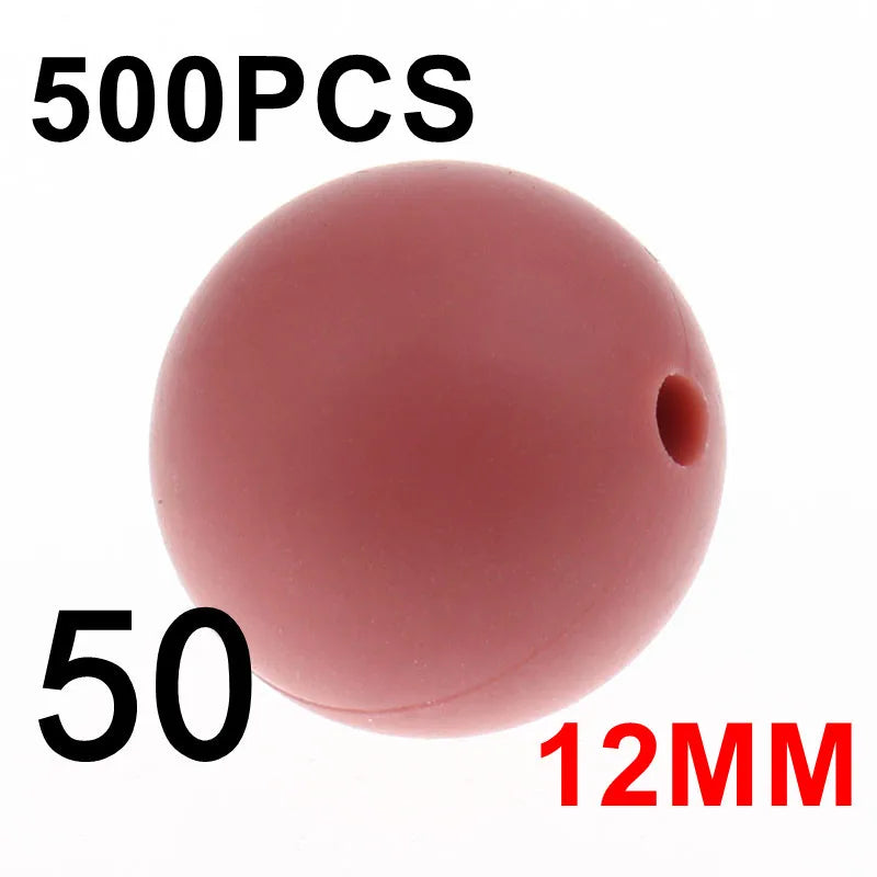 Fkisbox 500pcs 12mm Silicone Round Loose Beads Baby