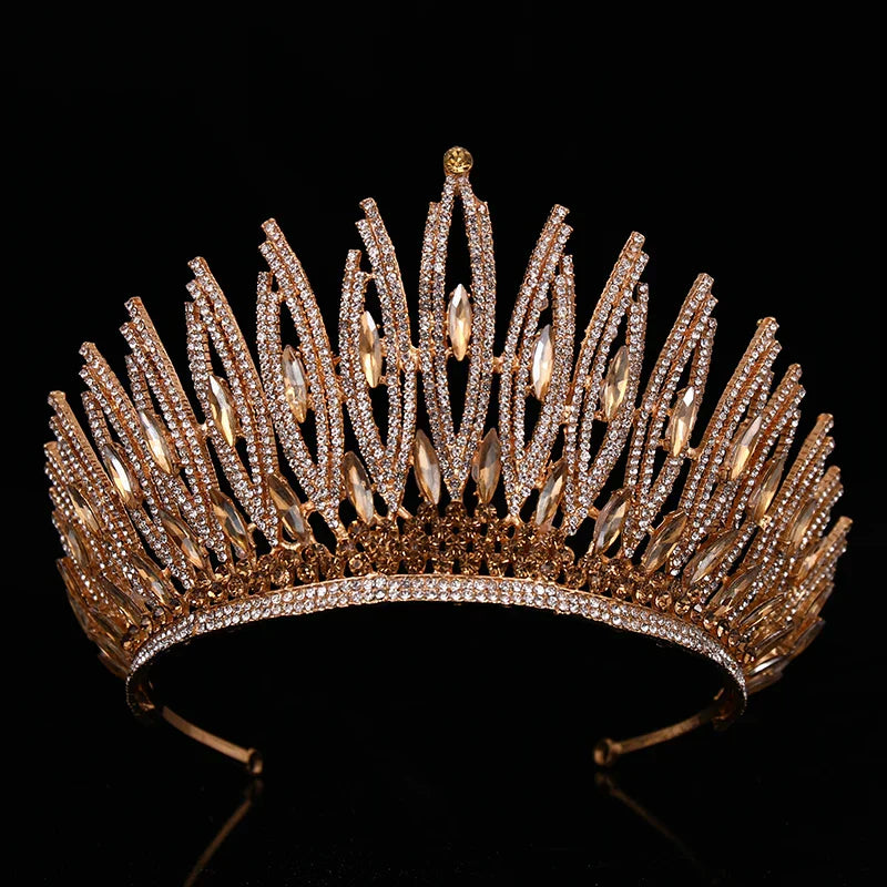 Wedding Crown Gold Silver Color Rhinestone Crystal Diadem