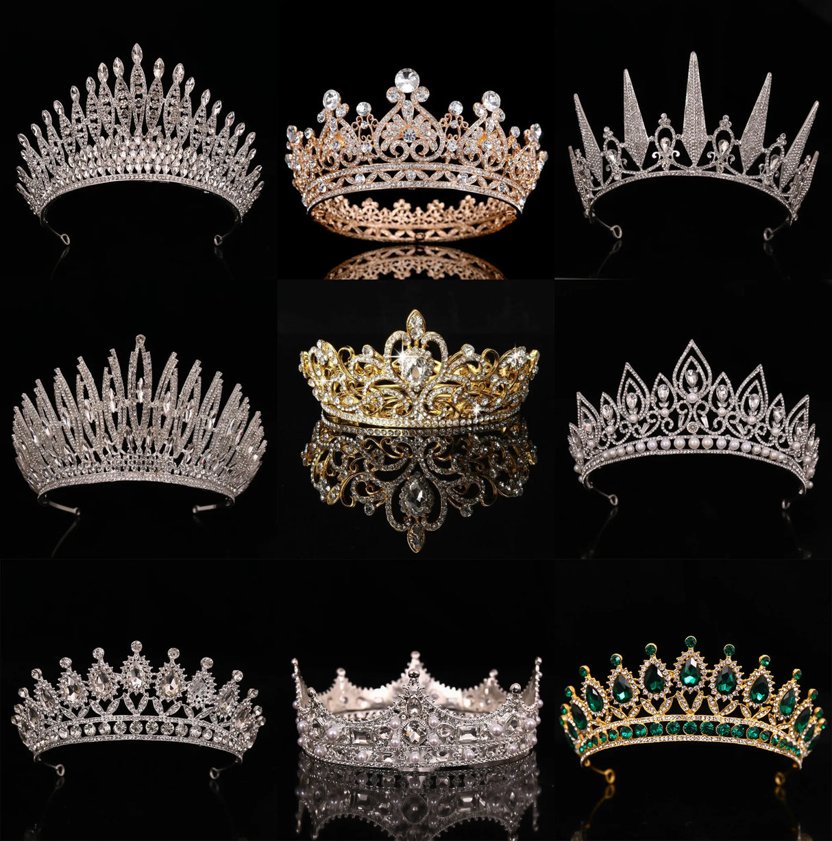 Wedding Crown Gold Silver Color Rhinestone Crystal Diadem