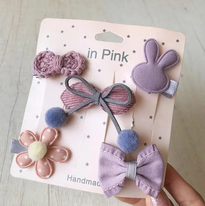 New cute bear girls hair bows 5pcs children