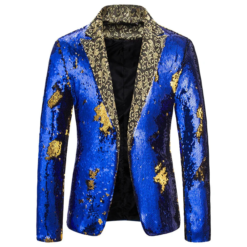 Men Blazer Shiny Sequin Shawl Collar suit Men