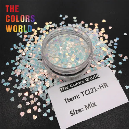 TCT-065 Heart Shape Mix Size Nail Glitter Corazón Nail Art Decoration Nail DIY Decoration Valentine's Day Decoration Body Art