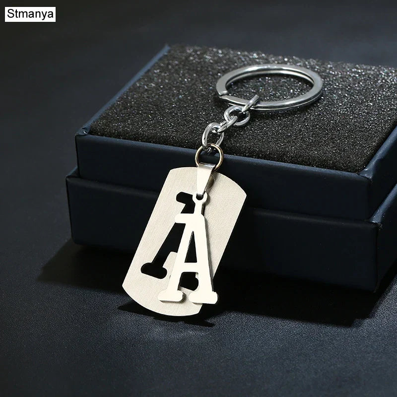 NEW DIY Stainless Steel AZ Letters key Chain