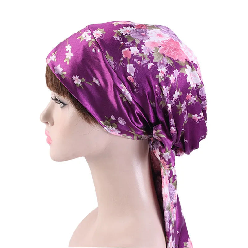 New Women Silk Satin Night Sleeping Cap Head