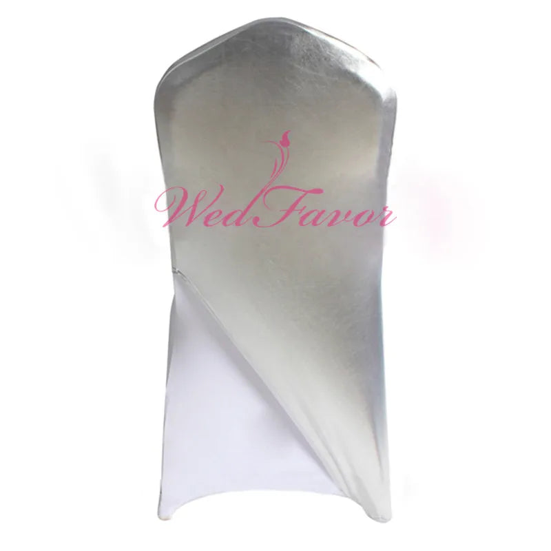 50pcs/100pcs Metallic Gold Spandex Stretch Chair Caps Elastic