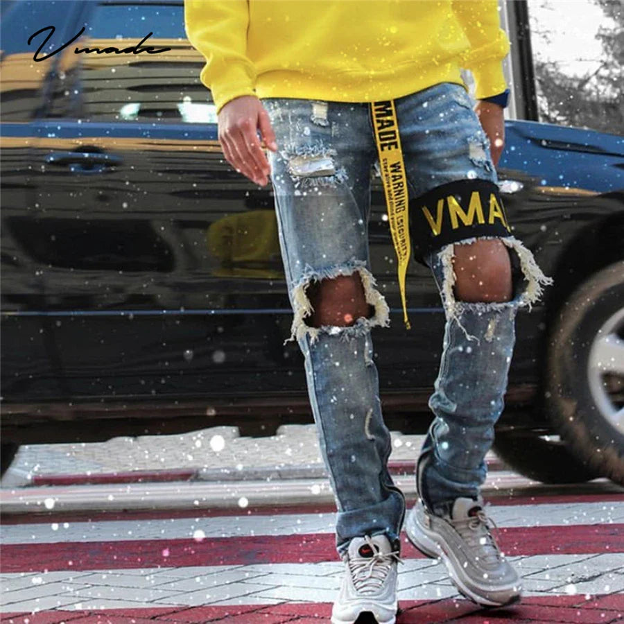 VMADE Authentics Male Washed stretch Jeans for men