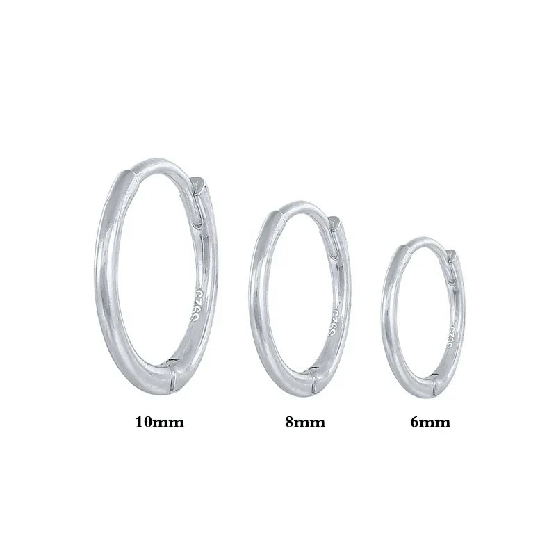 CANNER 3pcs/set 6/8/10mm 925 Sterling Silver Round Hoop
