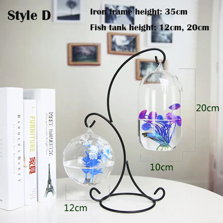 Double-deck Suspended Transparent Hanging Glass Fish Tank Infusion