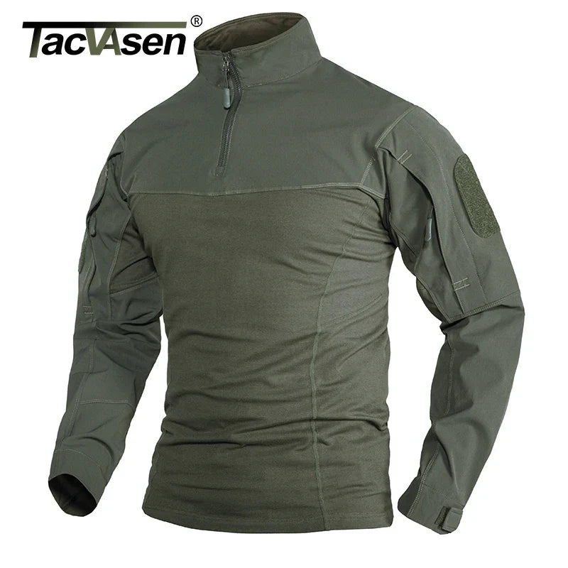 TACVASEN 1/4 Zipper Ripstops T-shirts With Zipper Pockets