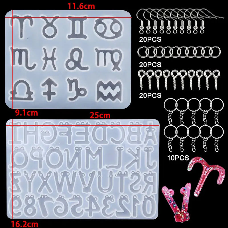 Alphabet Resin Molds Kit Backward Letter Number Silicone