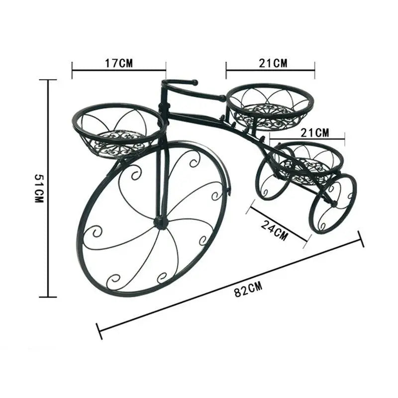 Outdoor Indoor Flower Pot Black/White Bicycle Plant Stand