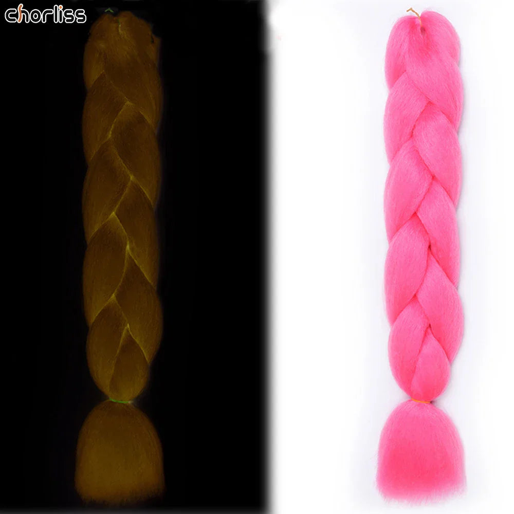 24" 100g Glowing Fluorescent Green Jumbo Braids