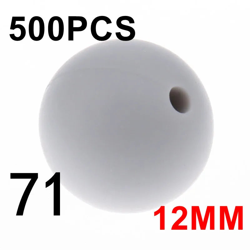 Fkisbox 500pcs 12mm Silicone Round Loose Beads Baby